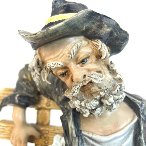 Vintage Large Capodimonte "Hobo On Bench" Italian Porcelain Figurine, 9.5" - Picture 2 of 16